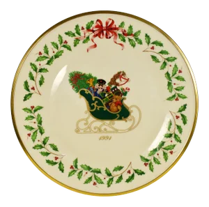 1991 Lenox the Annual Holiday Collector's Plate Sleigh Christmas First in Series Made in Usa