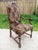 Wood Antique Carved Wood Spanish Revival Arm Throne Chair W/ Leopard Tiger Jungle Cat Velvet Upholstery For Sale - Image 7 of 17