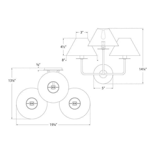 Transitional Niermann Weeks for Visual Comfort Signature Kelley Medium Triple Sconce in Burnished Silver Leaf with Linen Shades For Sale - Image 3 of 3