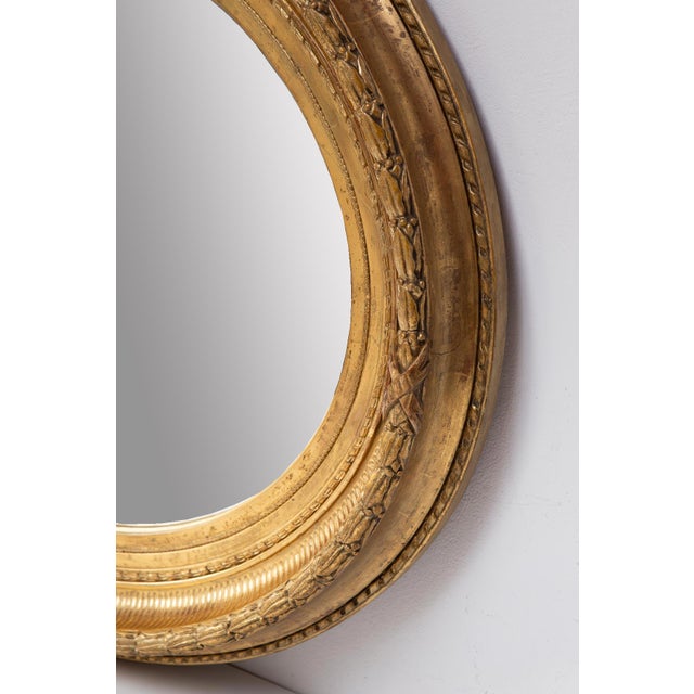 Antique French Oval Gilt Wood Mirror, 19th Century For Sale - Image 3 of 15