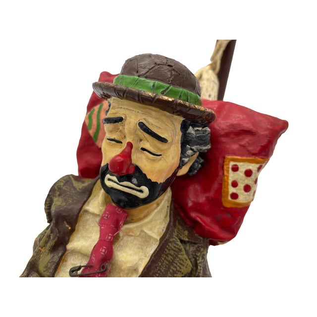 Signed Ron Lee Hobo Clown Resting in Hammock Sculpture on Natural Onyx Base, 1988 For Sale - Image 12 of 18