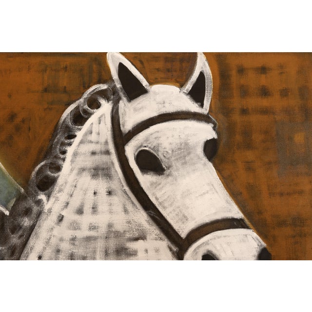 Contemporary Large Horse Oil Painting. Equestrian Painting 200 X 180 Cm For Sale - Image 9 of 12