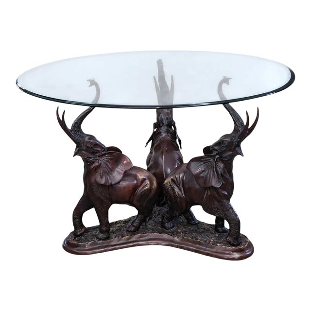Bronze Glass Top Elephant Dining Table For Sale
