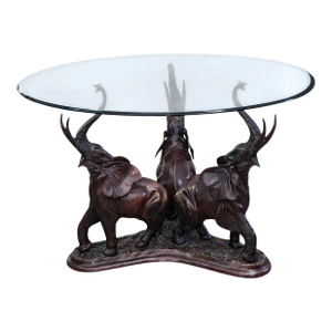 Bronze Glass Top Elephant Dining Table