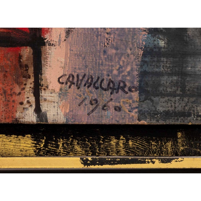 Burgundy Vincent Cavallaro Abstraction Oil on Canvas, 1960 For Sale - Image 8 of 10