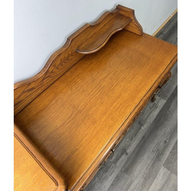 Vintage French Louis XVI Style Bench Cabinet in Oak For Sale - Image 9 of 11