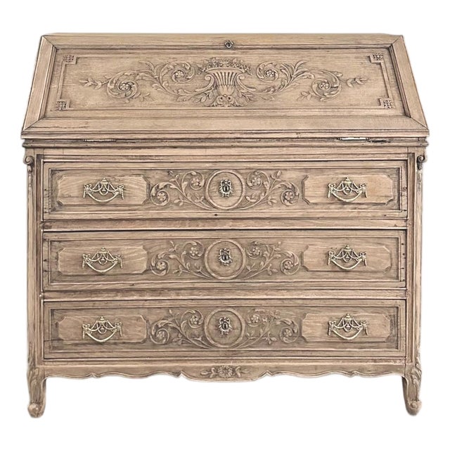18th Century Country French Louis XVI Transitional Stripped Secretary Desk For Sale