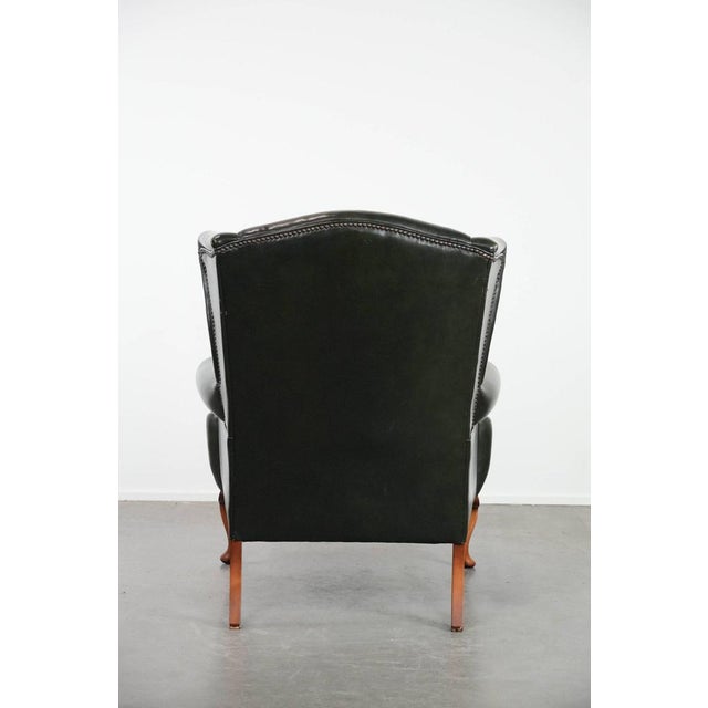 Chesterfield Wing Chair in Cowhide Leather For Sale - Image 4 of 17