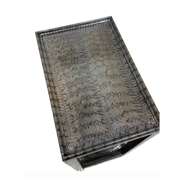 1980s 1980s Karl Springer Attributed Cobra Skin Wrapped Telephone Table For Sale - Image 5 of 10