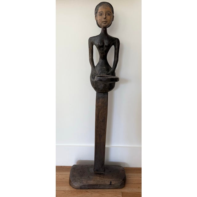 Tribal Hand Carved Wood Sculpture For Sale - Image 3 of 12