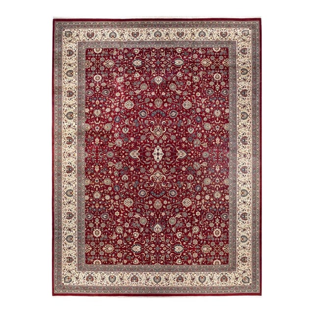 Red Mogul, One-of-a-Kind Hand-Knotted Area Rug in Red , 12' 5" x 17' 0" For Sale - Image 8 of 8