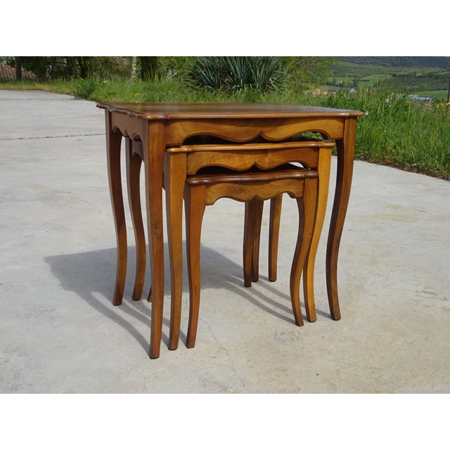 Louis XV Walnut Nesting Tables, 1970s, Set of 3 For Sale - Image 18 of 18