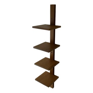 Mid Century Solid Oak Asymmetrical Wall Rack For Sale