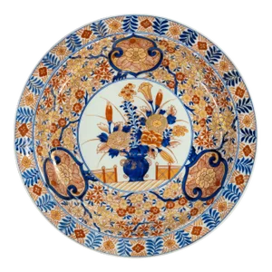19th Century Japanese Imari Blue and Red Gilt Porelain Charger