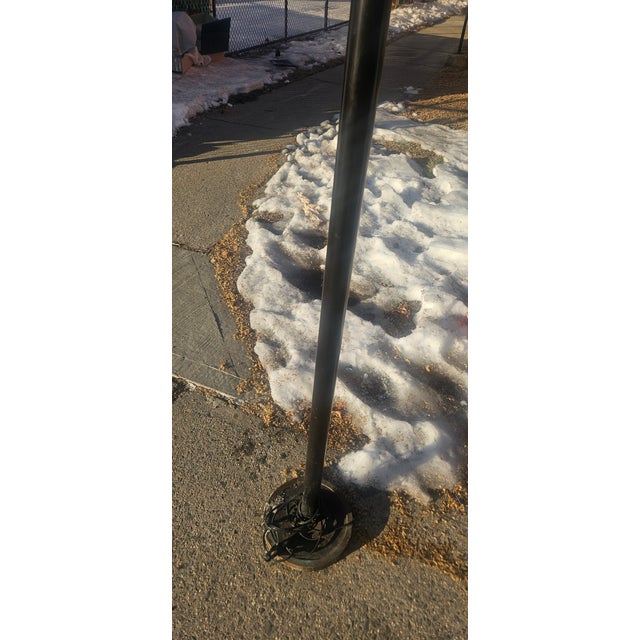 Early 20th Century 1930s Art Deco Torchiere Brass Trumpet Shade Floor Lamp For Sale - Image 5 of 12
