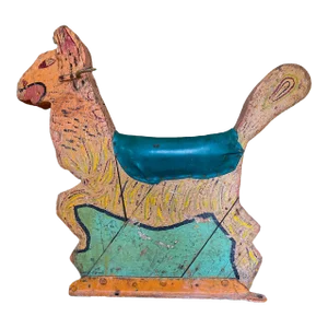 19th Century Antique Hand Made Wooden Carousel Carnival Ride Seat Llama or Camel