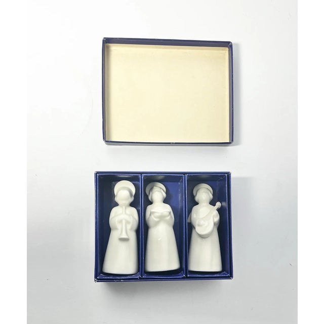 Cream 1980s Royal Copenhagen 3 Cream-White Porcelain Musical Angel Figurines For Sale - Image 8 of 8