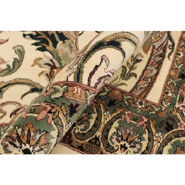 Shabby Chic Bhati Pak-Persian Ivory/Green Wool Rug - 4'1'' X 6'7'' For Sale In New York - Image 6 of 9
