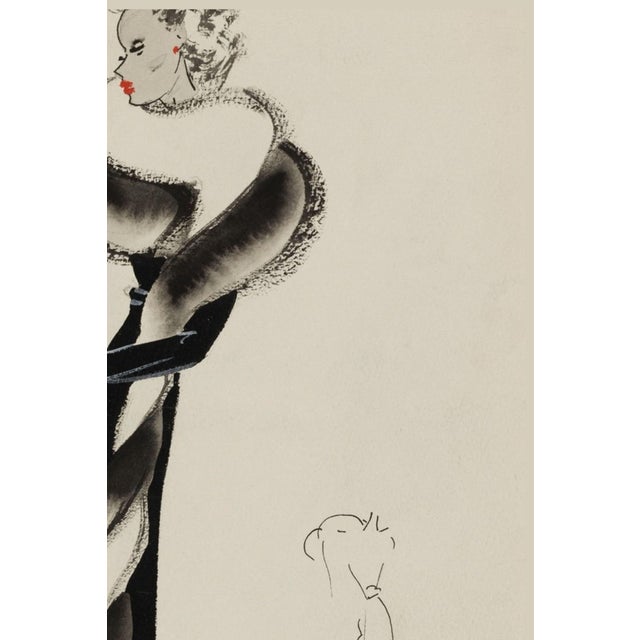 Vintage French Fashion Art Print – Black Fur-Trim Coat Illustration, 12" X 18" For Sale In Buffalo - Image 6 of 9