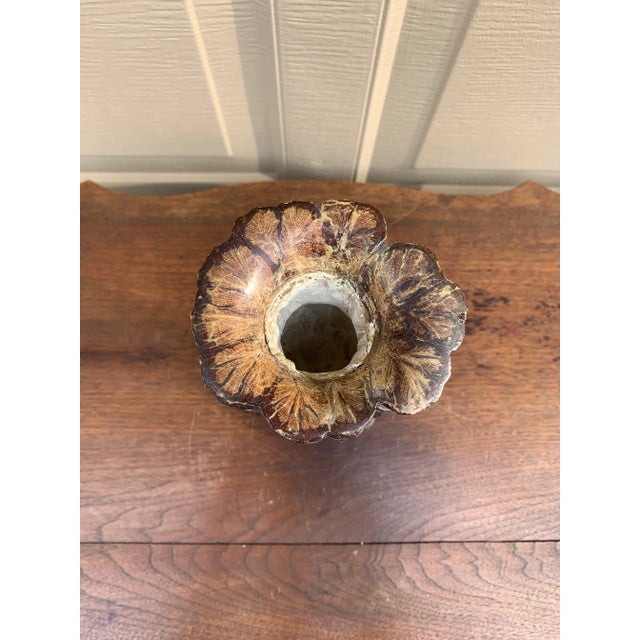 1970s Hand-Carved Chrysanthemum Wood Vase From Marshall Field’s For Sale - Image 10 of 11