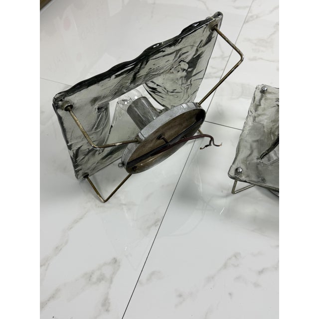 Smoky Murano Glass Wall Lamps, 1970s, Set of 2 For Sale - Image 10 of 12