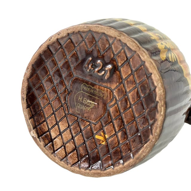 Ceramic Vintage Hand-Painted Ceramic European Ewer For Sale - Image 7 of 9