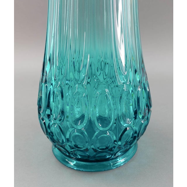 Le Smith Large Vintage MidCentury Modern Thousand Eyes Peacock Blue Swung Glass Vase Chairish