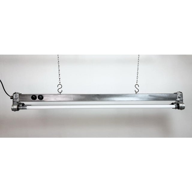 Industrial Industrial Polished Hanging Tube Light, 1970s For Sale - Image 3 of 18