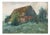 Ufer Johannes Paul, Elbier Dresden Village Building with Chickens, 1890s, Gouache For Sale