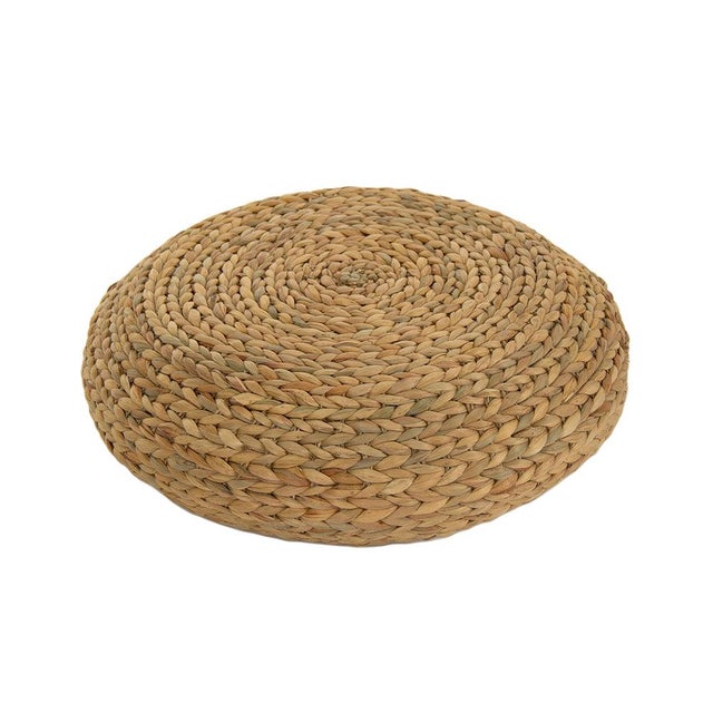The Small Floor Pouf from Zentique is a low-profile round floor pouf handwoven in natural water hyacinth. At 19" in...