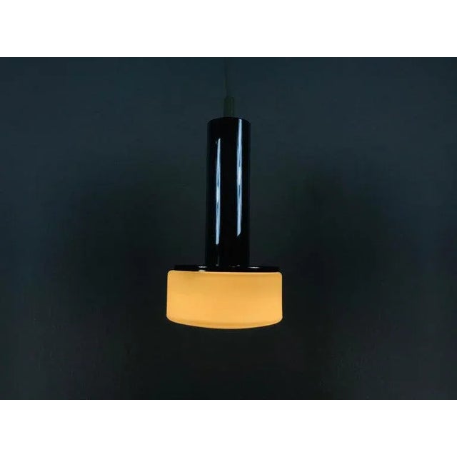 White Staff Chrome and Opaline Glass Hanging Lamps, 1970s, Germany - a Pair For Sale - Image 8 of 9