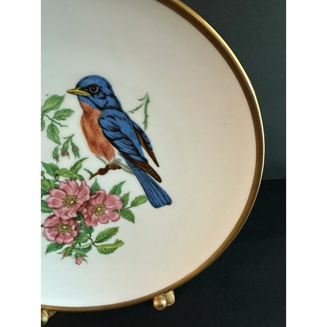 Late 20th Century Vintage Late 20th Century Bird Plate With Gold Stand For Sale - Image 5 of 11