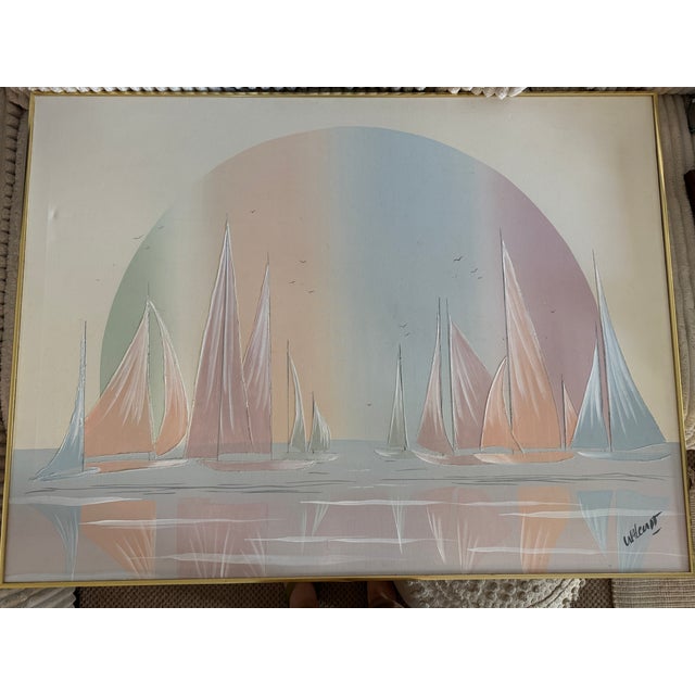 1980s Frank Walcutt “#13 Cont Sail” Oil on Canvas For Sale - Image 14 of 15