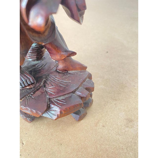 Wood Republic Period Chinese Carved Wood Statue of a Fisherman, 1900s For Sale - Image 7 of 9