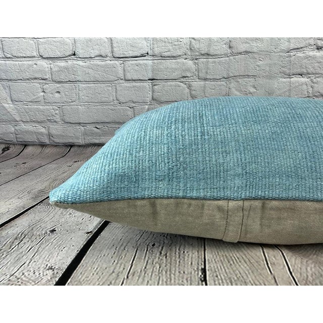 16 x 24 Hemp Pillow Turkish Cushion Natural Blue Pillow Cushion Cover For Sale - Image 4 of 4
