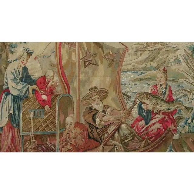 Tan Vintage Woven Ship Tapestry For Sale - Image 8 of 9
