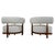 Contemporary Pair of Italian Armchairs, Wood and White Boucle Fabric
