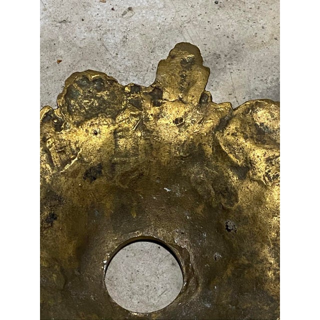 Vintage Art Deco Acanthus Leaf & Berry Chandelier Bronze Ceiling Light Plate For Sale - Image 4 of 4