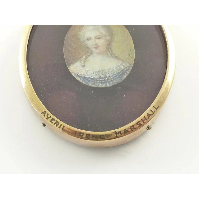 Antique French Miniature Portrait of a Lady, 19th Century, Oval Gilt Frame For Sale - Image 4 of 7