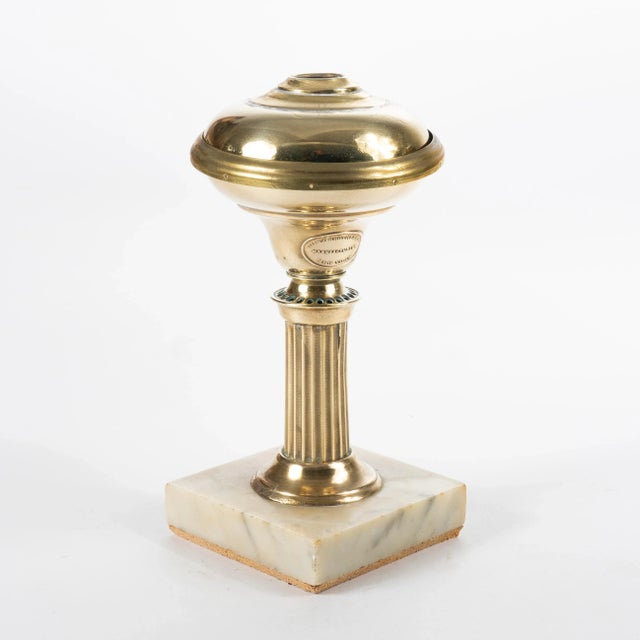 Mid 19th Century 1840 Small Brass Astral Lamp on Square Marble Base by Dietz & Co. For Sale - Image 5 of 5