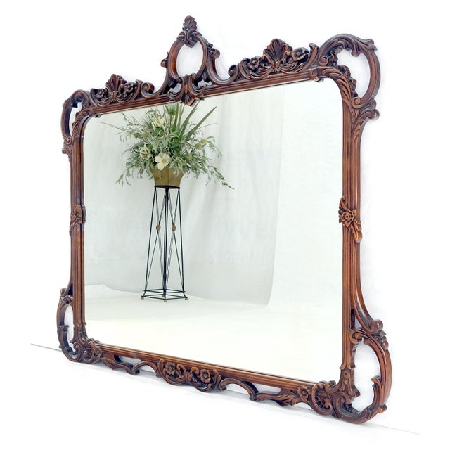 Pierced Carved Mahogany 56x50” Chippendale Style Wall Mirror MINT!