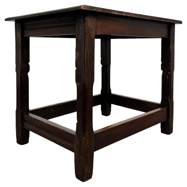 18th Century Antique English Georgian Joined Oak Side Table For Sale - Image 6 of 9
