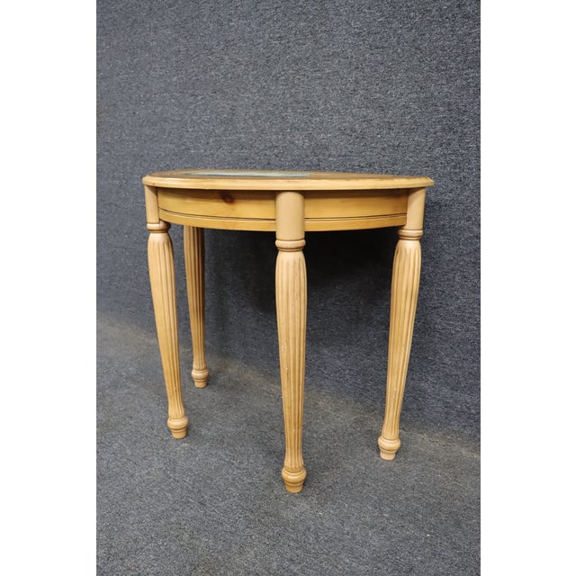 Paint Decorated Pine Demi-Lune Console Table With Ship Motif For Sale - Image 4 of 12
