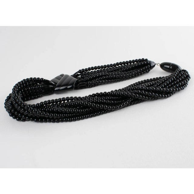 1990s Angela Caputi Licorice Resin Multi-Strand Necklace For Sale - Image 5 of 10
