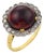 Late 19th Century Victorian 5.00 Carat Garnet Diamond 18k Yellow Gold Cluster Ring, Size 4.75 For Sale