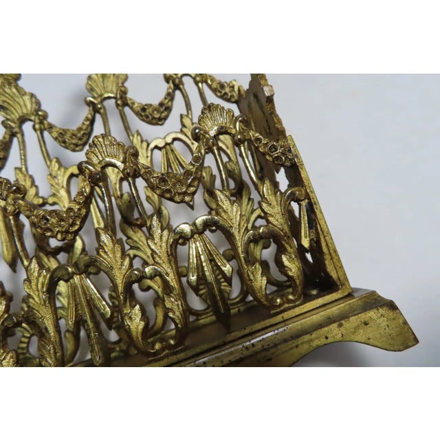 Metal Fine Mid 1800s Antique Victorian French Gold Gilt Bronze Desk Top Letter Rack For Sale - Image 7 of 13