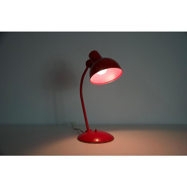 Mid-Century Red Metal Table Lamp attributed to Kaiser, 1960s, Germany from Kaiser Idell / Kaiser Leuchten For Sale - Image 4 of 12
