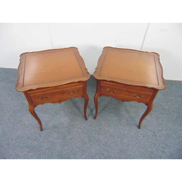 French Imperial Louis XV Style Cherry Side Tables - a Pair For Sale - Image 3 of 7
