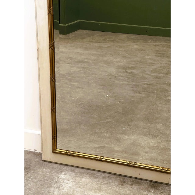 French Neoclassical Painted Mirror with Gilt Ribbon Crest For Sale - Image 9 of 11