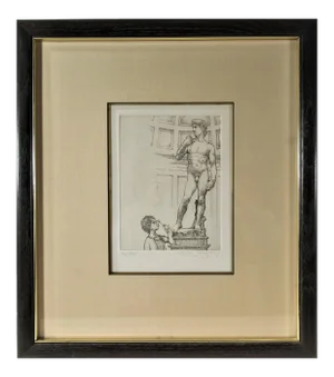 Charles Bragg, Untitled, Old woman looking a naked man sculpture, circa 1985